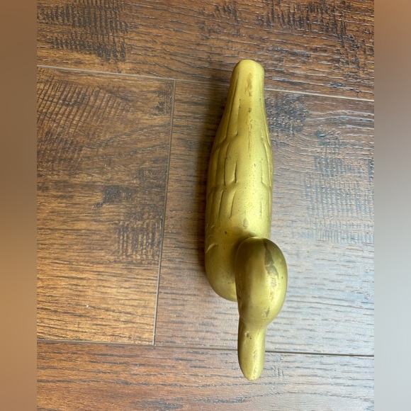 Vintage 7 Inch Brass Duck Mid Century Modern Figurine Statue Decor Hollow - Picture 3 of 7